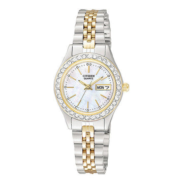 Citizen Quartz Women's Crystal Accent Two Tone Bracelet Watch